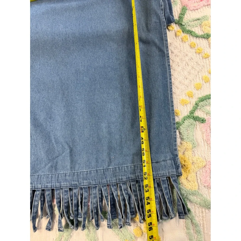 Dont Mess With Texas Denim Fringe Maxi Dress and Jacket Set Blue Medium Vintage